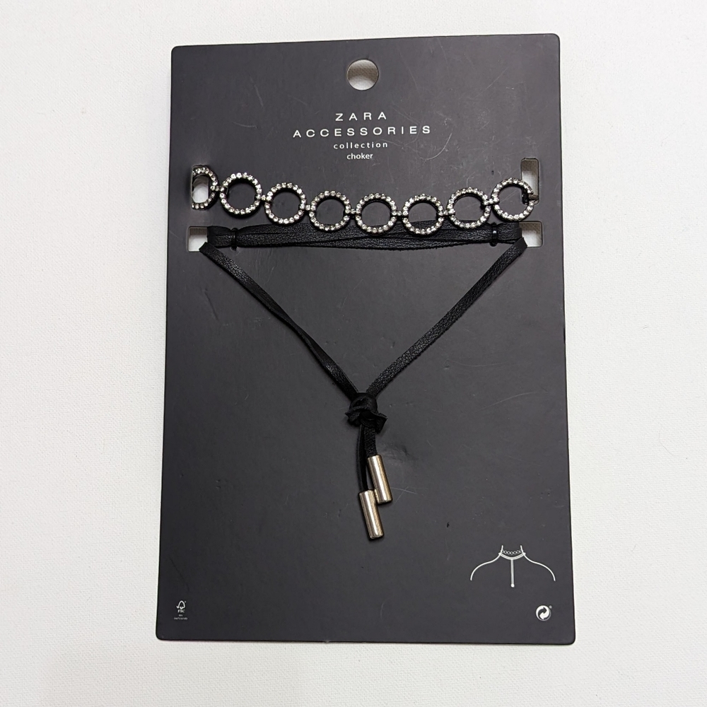 ZARA 2 Piece Choker Necklace Set With Rhinestones